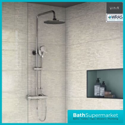 Vitra Chrome AquaHeat Joy 200 Thermostatic Bar Mixer Shower Column