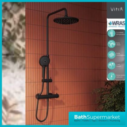 Vitra Black Aquacontrol Bliss 240 Thermostatic Shower Column