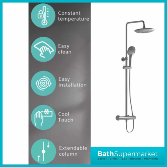 Vitra Brushed Nickel Aquacontrol Bliss 240 Thermostatic Shower Column