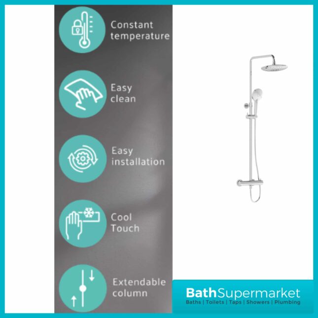 Vitra Chrome Aquacontrol Bliss 240 Thermostatic Shower Column
