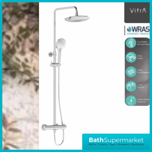 Vitra Chrome Aquacontrol Bliss 240 Thermostatic Shower Column