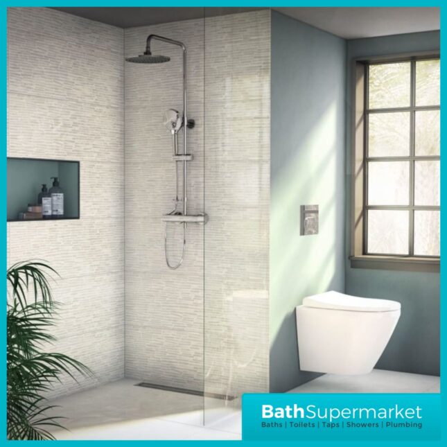 Vitra Chrome AquaHeat Joy 200 Thermostatic Bar Mixer Shower Column