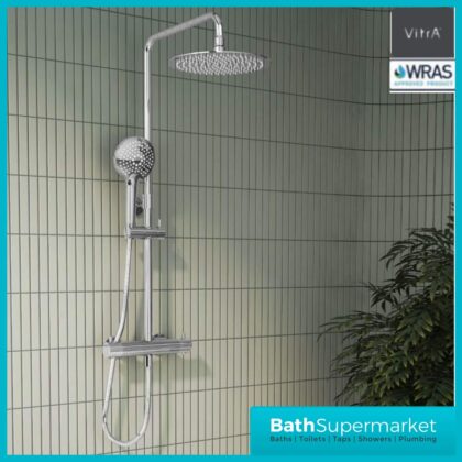 Vitra Chrome Aquaheat Bliss 250 Thermostatic Bar Mixer Shower Column