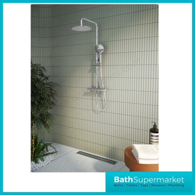 Vitra Chrome Aquaheat Bliss 250 Thermostatic Bar Mixer Shower Column