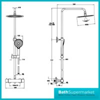 Vitra Chrome Aquaheat Bliss 250 Thermostatic Bar Mixer Shower Column