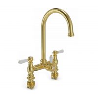 Brushed Brass Traditional Bridge White Handle 3-In-1 Instant Boiling Tap - Image 10