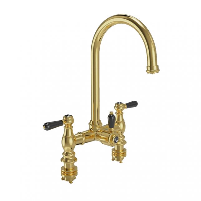 Brushed Brass Traditional Bridge Black Handle 3-In-1 Instant Boiling Tap - Image 10