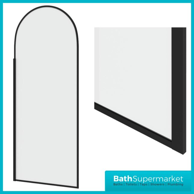 Nuie Matt Black Arched Wetroom Shower Screen - 800mm & 900mm Width