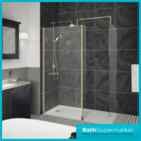 Nuie Brushed Brass Profile Wetroom Glass Return Screen 215mm