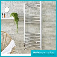 K-Rail Chrome Straight Heated Towel Rail 600mm Wide - Various Heights
