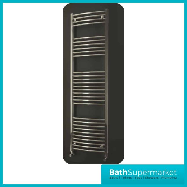 K-Rail Chrome Curved Heated Towel Rail 600mm Wide - Various Heights