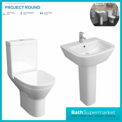 Kartell Project Round 4 Piece Bathroom Set - Toilet & 530mm Basin