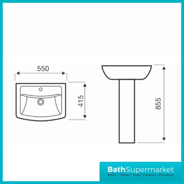 Kartell Pure 4 Piece Bathroom Set - WC Toilet & 550mm Basin