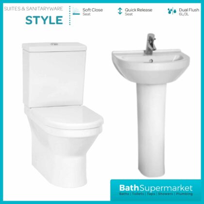 Kartell Style 4 Piece Bathroom Set - WC Toilet & 550mm Basin