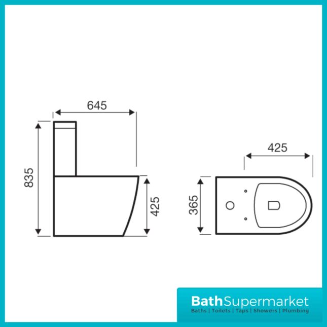 Kartell Genoa 4 Piece Bathroom Set - WC Toilet & 550mm Basin
