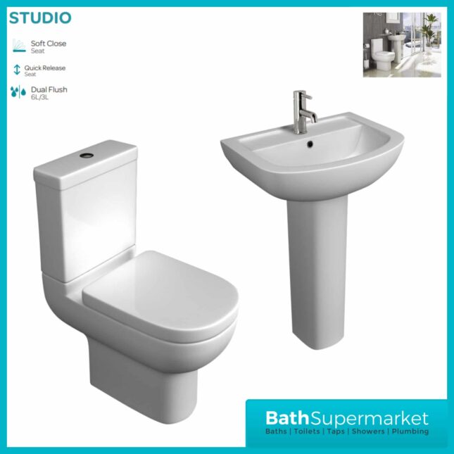 Kartell Studio 4 Piece Bathroom Set - WC Toilet & 550mm Basin
