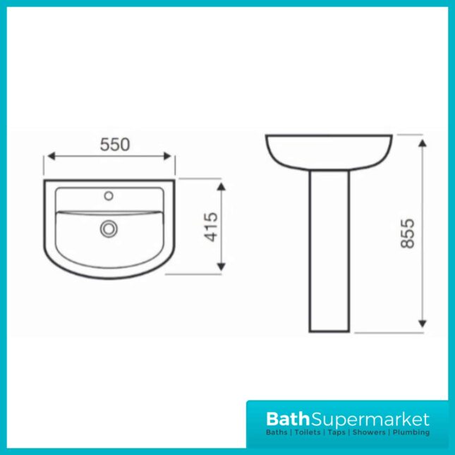 Kartell Studio 4 Piece Bathroom Set - WC Toilet & 550mm Basin