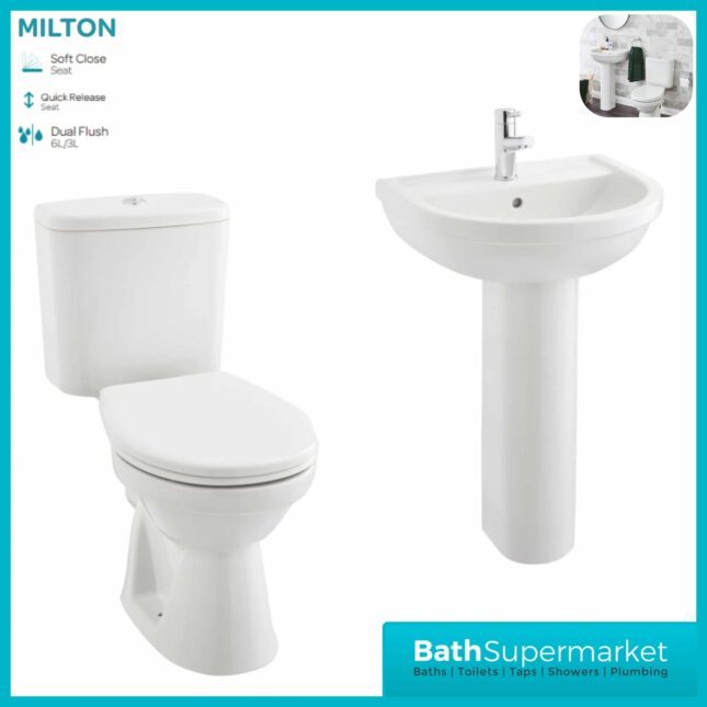 Kartell Milton 4 Piece Bathroom Set - WC Toilet & 550mm Basin