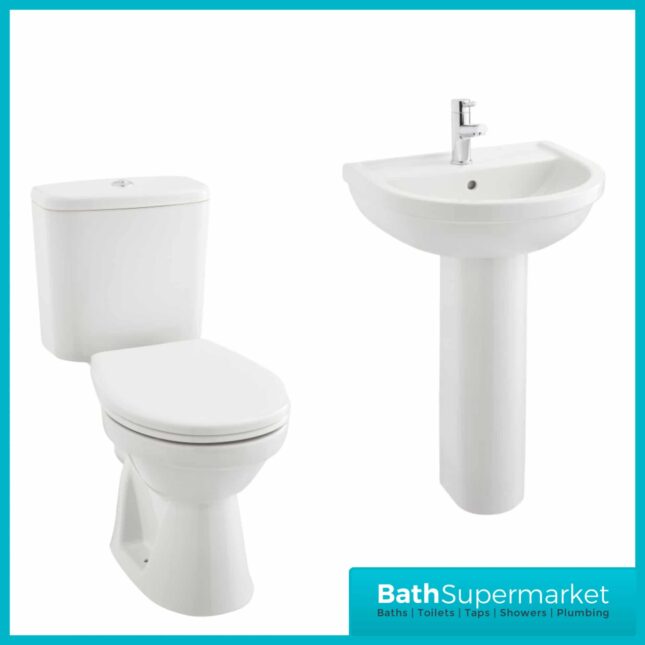 Kartell Milton 4 Piece Bathroom Set - WC Toilet & 550mm Basin