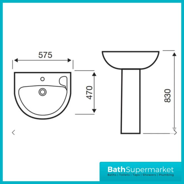 Kartell Milton 4 Piece Bathroom Set - WC Toilet & 550mm Basin