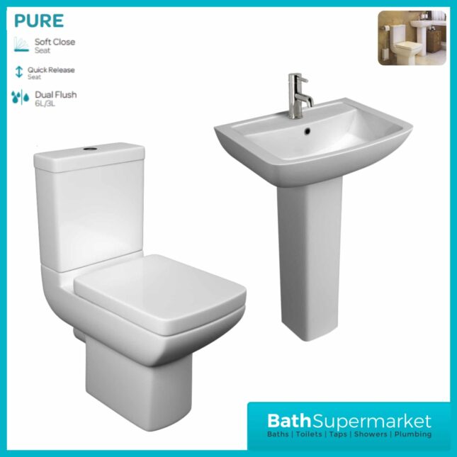 Kartell Pure 4 Piece Bathroom Set - WC Toilet & 550mm Basin