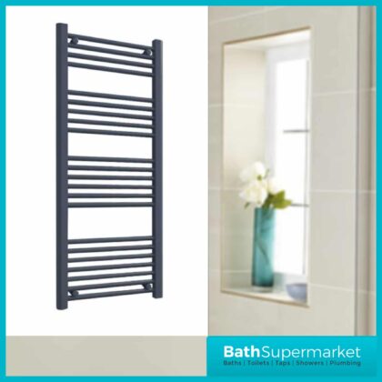 Matt Anthracite Straight Heated Towel Rail 600mm Wide-Various Heights