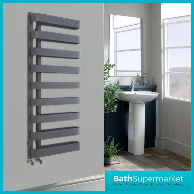 Kartell Texas Anthracite Designer Heated Towel Rail 500mm x 1300mm
