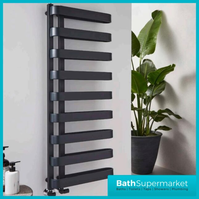 Kartell Texas Anthracite Designer Heated Towel Rail 500mm x 1300mm