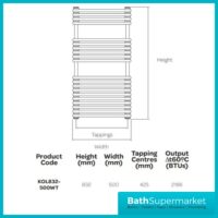 Kartell Kolumn White Designer Heated Towel Rail 500mm x 832mm