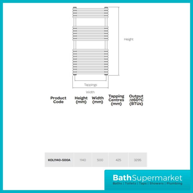 Kartell Kolumn Anthracite Designer Heated Towel Rail 500mm x 1140mm