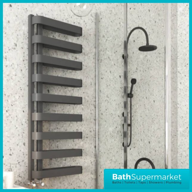 Kartell Texas Anthracite Designer Heated Towel Rail 500mm x 1300mm