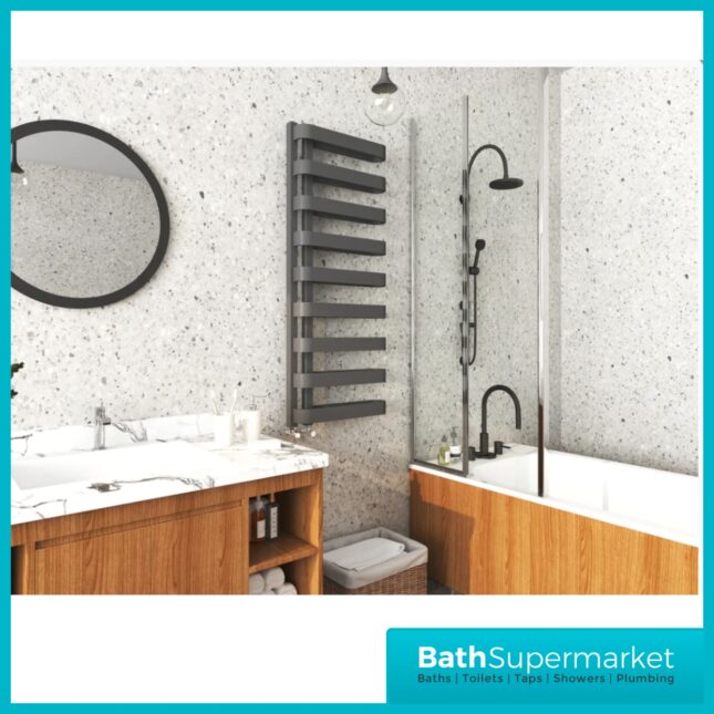 Kartell Texas Anthracite Designer Heated Towel Rail 500mm x 1300mm