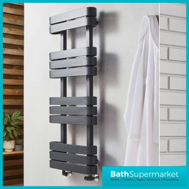 Kartell Tampa Anthracite Designer Heated Towel Rail 500mm x 1200mm