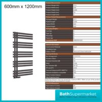 Sognare Elise Anthracite Designer Towel Radiator 600mm x Various Heights