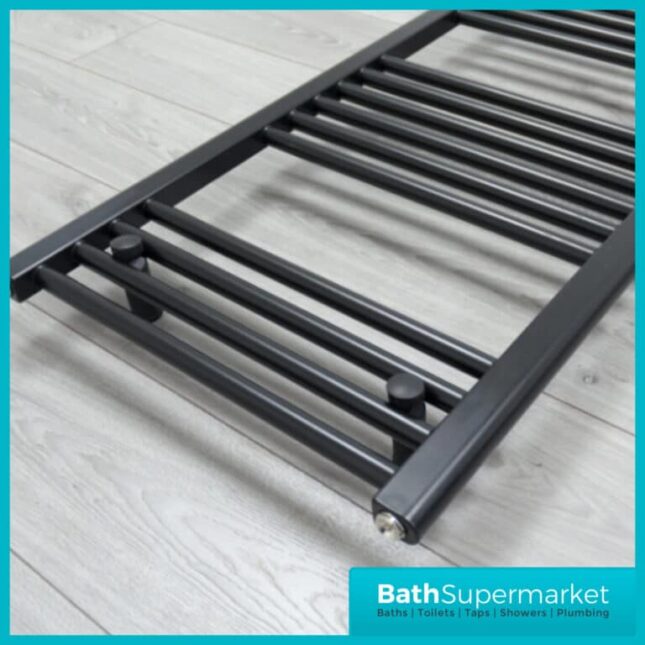 Modern Heated Towel Rail Finished In Matt Black Straight Design Various Sizes Are Available Perfect For Warming Towels Excellent Heat Output Manufactured From High Quality Steel 22mm Tubular Horizontal Bars Wall Fixings, Plugs & Vents Included Manufacturers 5 Years Guarantee Valves Sold Separately – Available Instore