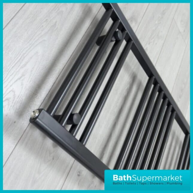 Modern Heated Towel Rail Finished In Matt Black Straight Design Various Sizes Are Available Perfect For Warming Towels Excellent Heat Output Manufactured From High Quality Steel 22mm Tubular Horizontal Bars Wall Fixings, Plugs & Vents Included Manufacturers 5 Years Guarantee Valves Sold Separately – Available Instore