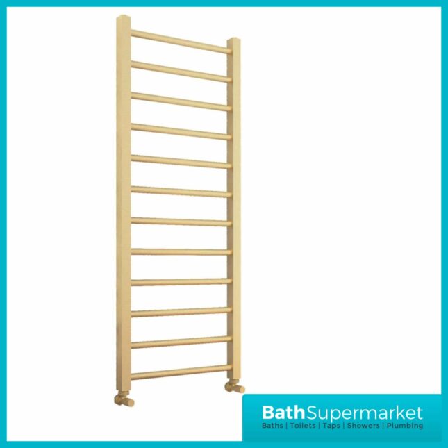 Vibe Brushed Brass Designer Towel Radiator 500 x 1200