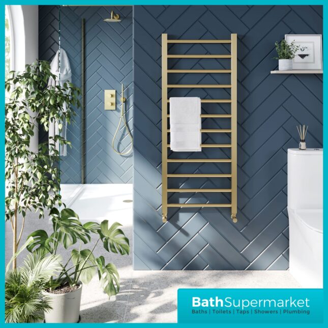 Sognare Vibraz Brushed Brass Designer Towel Radiator 500mm x 1600mm