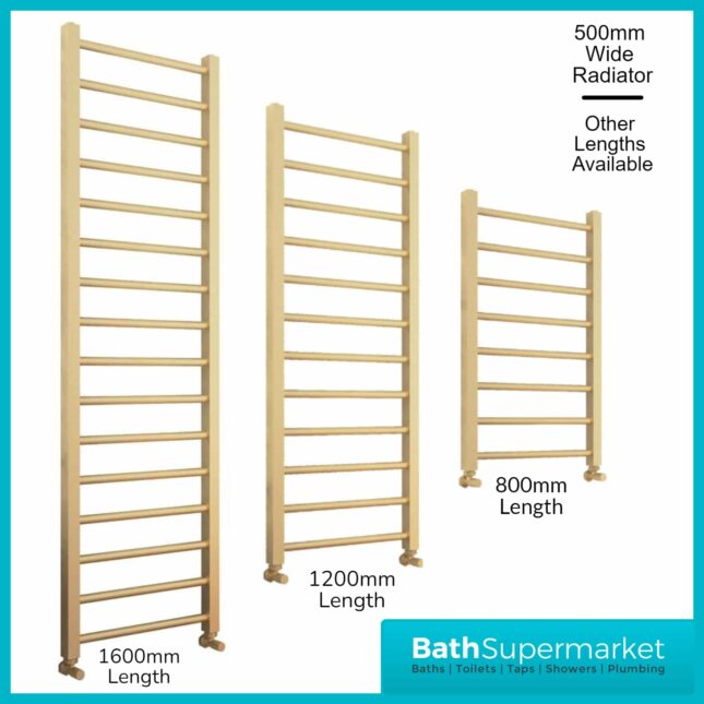 Sognare Vibraz Brushed Brass Designer Towel Radiator 500mm x 1600mm
