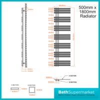 Sognare Elise Anthracite Designer Towel Radiator 500mm x Various Heights