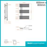 Sognare Elise Anthracite Designer Towel Radiator 600mm x Various Heights - Image 7