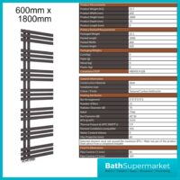 Sognare Elise Anthracite Designer Towel Radiator 600mm x Various Heights