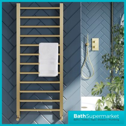 Sognare Vibraz Brushed Brass Designer Towel Radiator 500mm x 1200mm