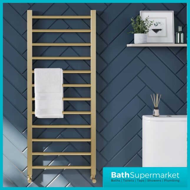 Sognare Vibe Brushed Brass Designer Heated Towel Rail Radiator 500mm x 1600mm