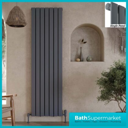 Sognare Bravo Anthracite Single Panel Designer Radiator 1800mm x Various Widths