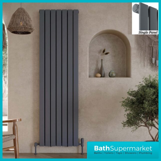 Sognare Bravo Anthracite Single Panel Designer Radiator 1800mm x Various Widths