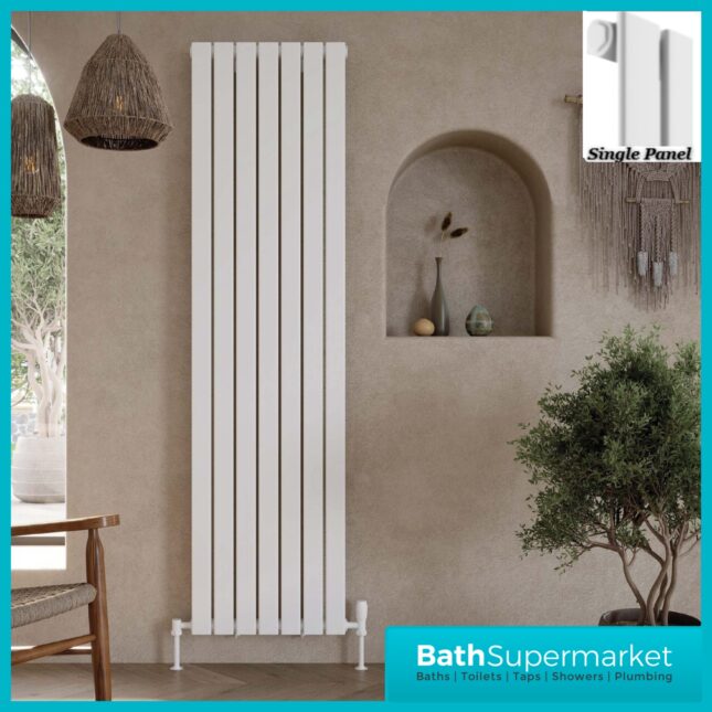 Sognare Bravo White Single Panel Radiator 1800mm Height - Various Widths