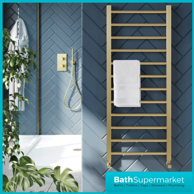Sognare Vibe Brushed Brass Designer Heated Towel Rail Radiator 500mm x 1600mm