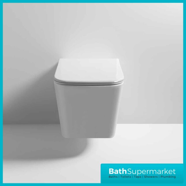 Ava Square Wall Hung Rimless Bathroom WC Slim Soft Close Seat