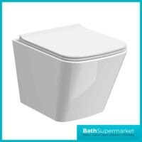 Ava Square Wall Hung Rimless Bathroom WC Slim Soft Close Seat